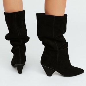 Free People x Jeffrey Campbell Modern Slouch Senita black suede boots